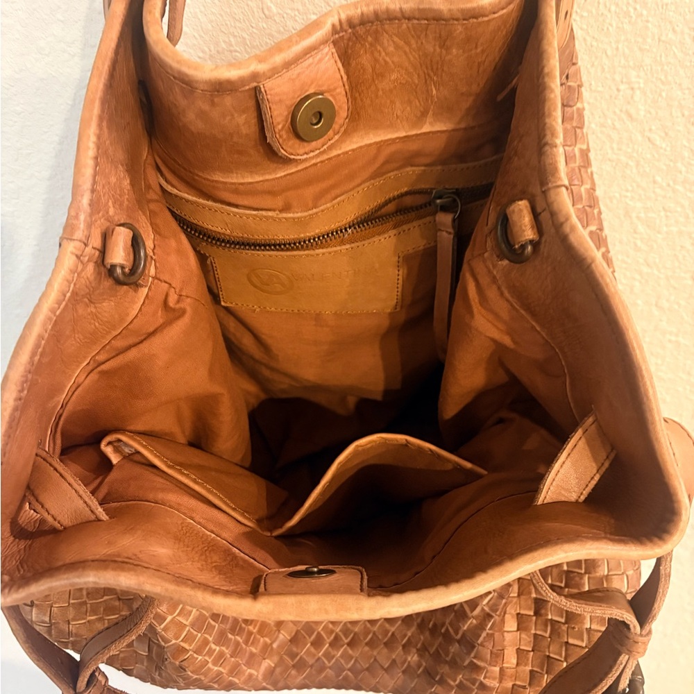 Valentina Woven Shoulder Bag in Tan - Picture 4 of 9